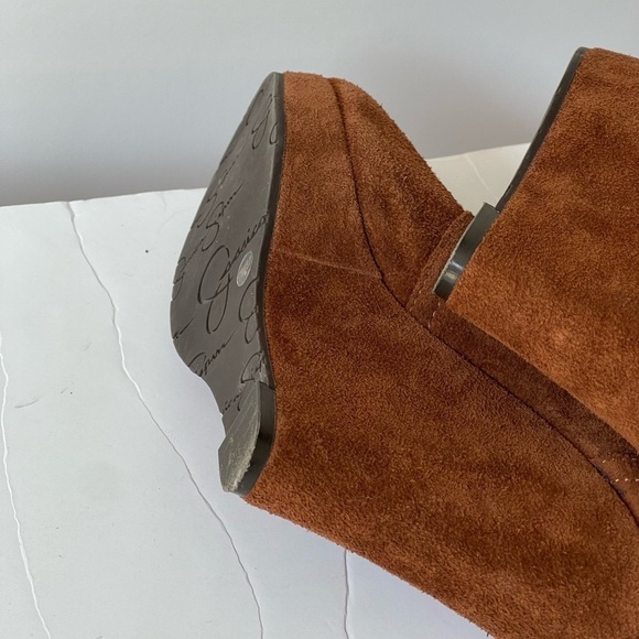 Jessica Simpson Brown Suede Ankle Bootie Platform Heels Lace Up Boots, Sz 7M - Picture 7 of 7